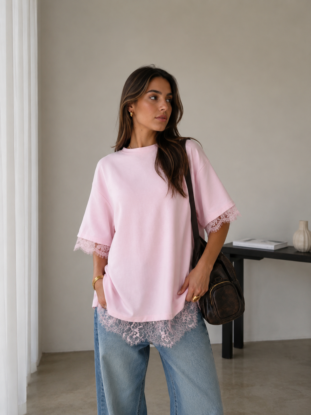 Blusa Oversize Encaje Soft Touch