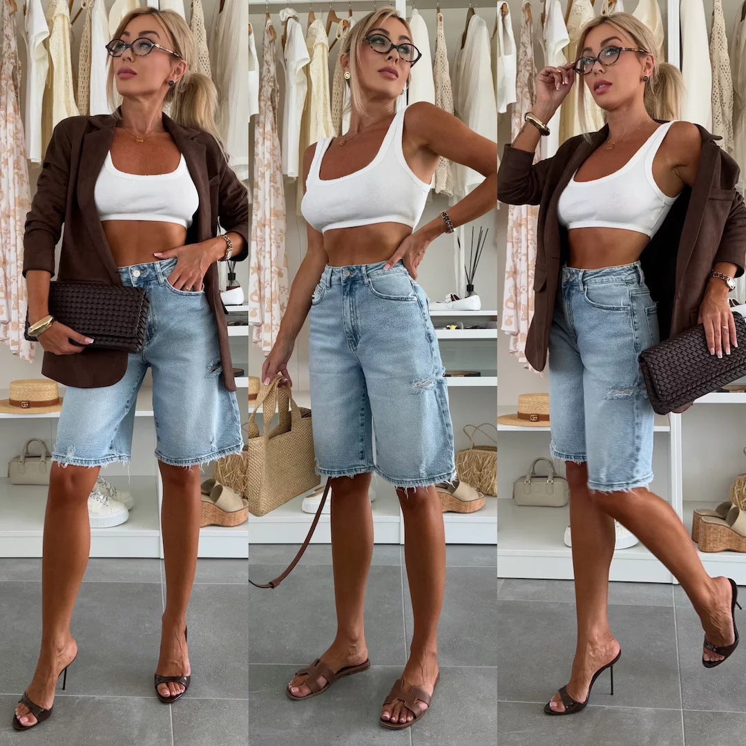 Shorts vaqueros estilo bermuda para mujer