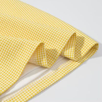 Vestido Mini Vichy Amarillo con Lazos Ajustables