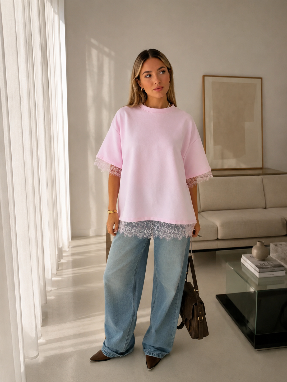Blusa Oversize Encaje Soft Touch