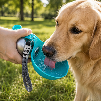 Botella de agua para mascotas de acero inoxidable.